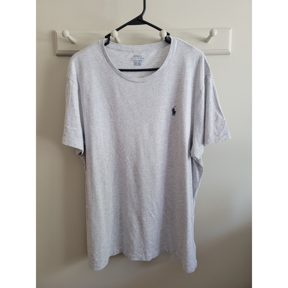 Polo Ralph Lauren XL Men's Gray Crewneck T-Shirt Basic S/S Custom Slim Fit EUC